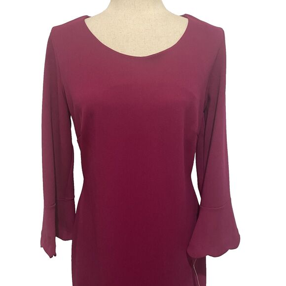 GLAMOUR 3/4 Bell Sleeve Sheath Dress Size 8 Fuchsia‎ Workwear Career NWT - Picture 2 of 11